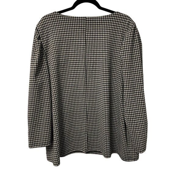CATO BLOUSE HOUNDSTOOTH SQUARE NECK SIZE 22/24W PUFF SLEEVE CAREER ARTSY CAPSULE - Picture 2 of 7